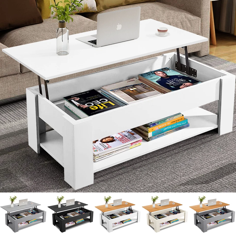 Wooden Coffee Table With Storage Lift Top Up Drawer Shelf Living Room Furniture - Image 1 of 1