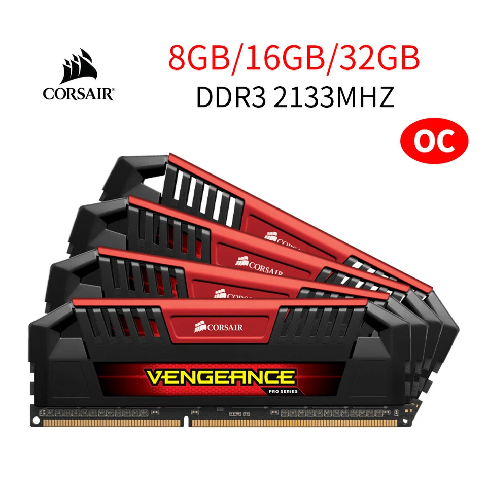 Corsair VENGEANCE Pro 32GB 16GB 8GB 4G DDR3 OC 2133MHz PC3-17000U RAM LOT Red UK - Image 1 of 4
