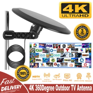 HDTV Outdoor Amplified TV Antenna 360° Omni-Directional Digital HD 1080P 4K - Picture 1 of 11