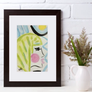 Abstraktes Gesicht Kunst Acryl Gemälde Frau Portrait Expressionist Original Modern - Bild 1 von 4