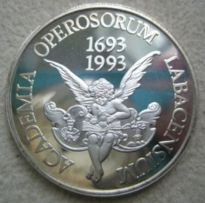 SLOVENIA 500 SILVER tolars 1993 PROOF UNC Academia Science Angel cloud bees - Picture 1 of 2