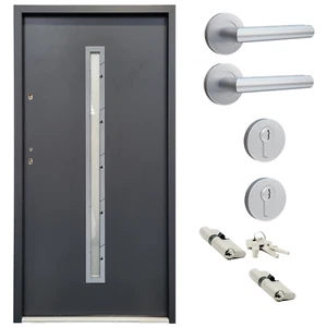 B-Ware #SG07 Nebeneingangstür ATU56 mit Griffset und Zarge DIN Links 100x207cm - Bild 1 von 18