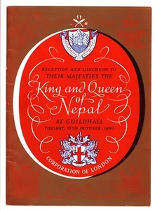 1960, NEPAL, KING, QUEEN VISIT UK, Royalty, recepción recuerdo menú programa Tuck - Imagen 1 de 7