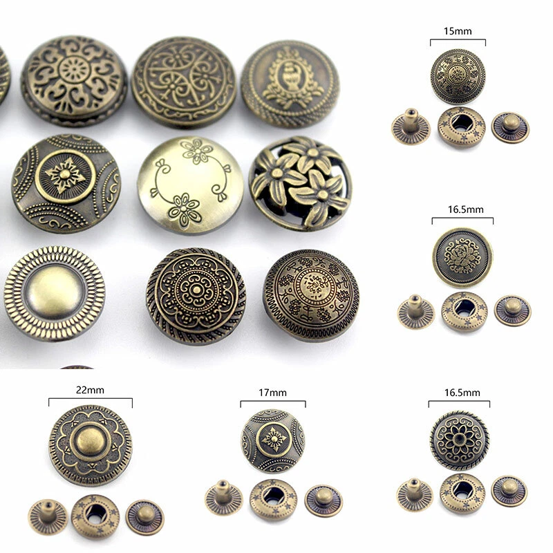10 Sets DIY Snap Buttons Leather Bags Fasteners Button Sewing Metal Nail Rivet - Image 1 of 4