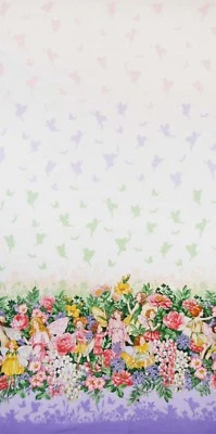 Flower Fairies DREAMLAND SINGLE Borde RAYA Púrpura Rosa Tela Por Yarda POR YARDA Foto 1 de 4
