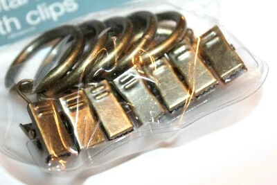 Essential Home Metal Rings w/ Clips -  Antique Brass / 7 Count  - Image 1 of 2