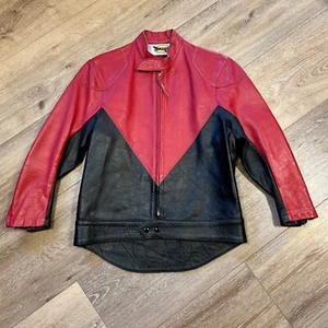 VINTAGE BATES LEATHER MOTORCYCLE RACING L (40” Chest) JACKET - Picture 1 of 5
