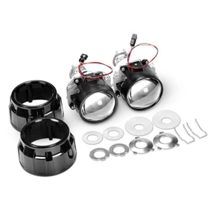 2X 2.5'' HID Bi-Xenon Headlight Projector Lens H1 Bulb w/Shroud H4 H7 Retrofit - Picture 1 of 12