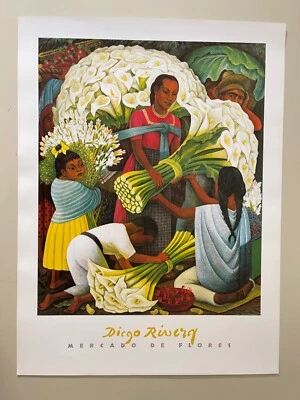 DIEGO RIVERA, 'MERCADO DE FLORES' AUTÉNTICO RARO 1996 IMPRESIÓN ARTÍSTICA Foto 1 de 4