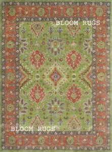Wool Rug | Multi-Size Hand Tufted Green Oriental Wool Area Rug | Customizable - Picture 1 of 8