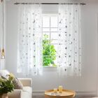 Silver Sheer Tulle Curtains With Moon And Star Pattern Elegant Home Decor