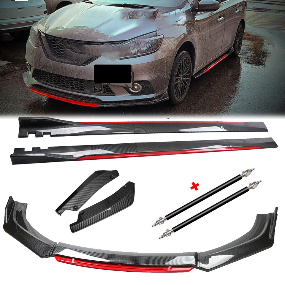 Carbon Fiber Look Front Lip Chin Bumper Bod Kit Side Skirt For Infiniti Q70 Q70L Foto 1 de 4