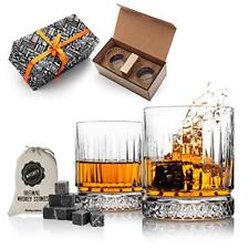 Whiskey Glasses and Stones Set - Old Fashioned Bourbon Whisky Glass Gift Set ...