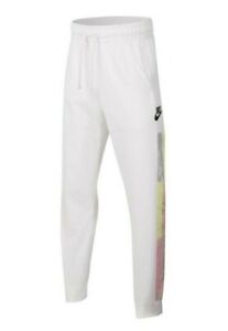 Nike Sportswear Boys White Colorblock French Terry Jogger Pants