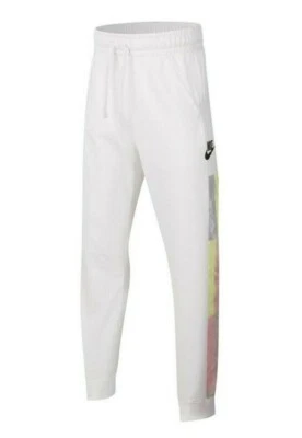 Nike Sportswear Boys White Colorblock French Terry Jogger Pants - Image 1 of 4