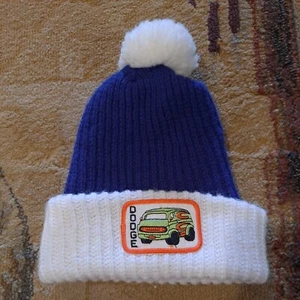 Vintage - Dodge - Blue White Winter Hat Beanie Ski Snow Truck Van Car Retro - Picture 1 of 5