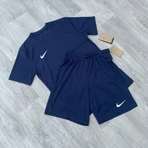 Nike Dri Fit Academy T-Shirt Top and Shorts Set - Obsidian Navy Blue - Picture 1 of 9