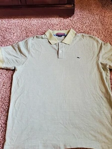Vineyard Vines Green Polo Striped Polo Cotton Mens Shirt Sz XL - Picture 1 of 3