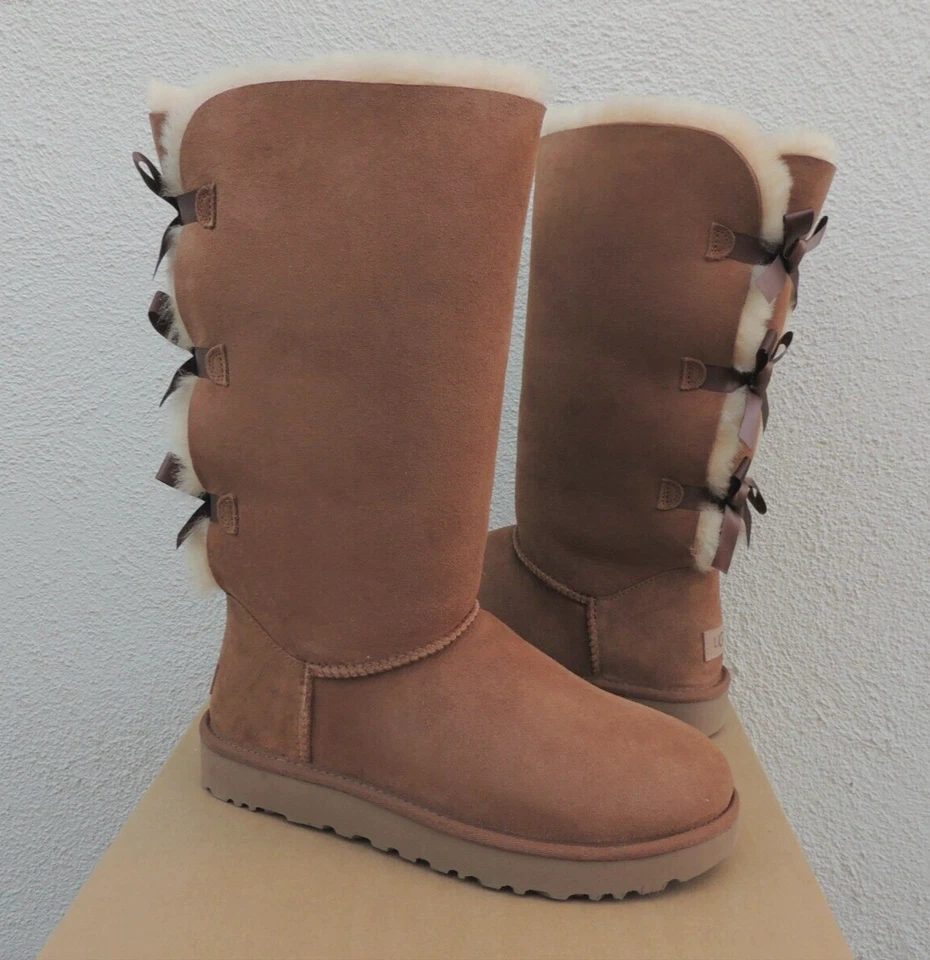 UGG Australia Bailey Bow Tall II Winter BOOTS 512 Chestnut 9 US / 40 EU