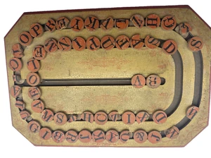 Alphabet Labyrinth Antik Holz Brett Viktorianisch ABC Rechtschreibung Spielzeug 1880er - Bild 1 von 4