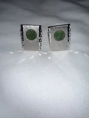 Gemelos vintage de piedras preciosas verdes tono plata - Dante Foto 1 de 4