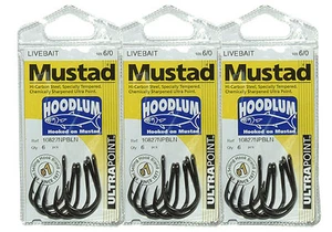 18 Mustad 10827NPBLN Hoodlum 6/0 Assist Jigging LiveBait hook - Picture 1 of 4