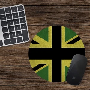 British Jamaican Round Mouse Mat Pad Computer PC Laptop Gaming Union Flag - Picture 1 of 2