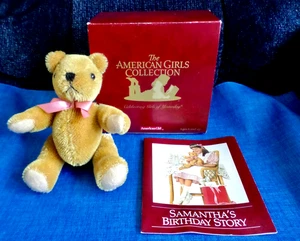 American Girl SAMANTHA'S MOHAIR TEDDY BEAR for Doll Burgundy Box RETIRED - Picture 1 of 7