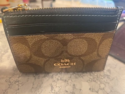 Coach Women's Mini Skinny Id Case In Signature Canvas in Brown Black - Image 1 of 4