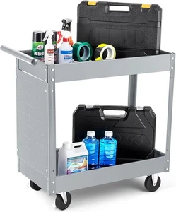 2 Tier Rolling Tool Cart 330Lbs Wheels Tool Storage for Mechanic Garage Workshop - Picture 1 of 20