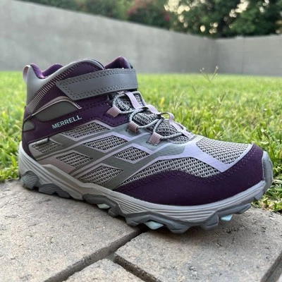 Merrell Moab Big Kid Girl Hiking Boots Camping Waterproof Trails Periwinkle - Image 1 of 4