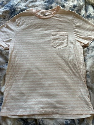 Camiseta J.Crew Para Hombre Mediana Rosa Rayas Crew Algodón Bolsillo Camiseta Elástica Foto 1 de 4