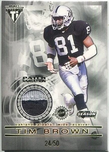 2001 Titanium Post Season Tim Brown Authentic Game Worn Patch Variation 24/50 - Picture 1 of 2