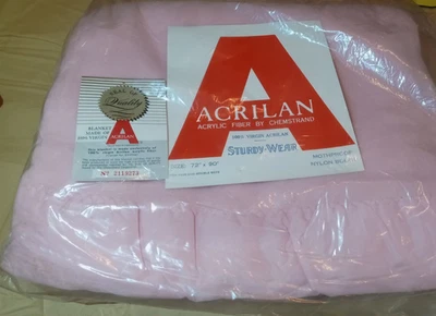 Manta De Colección Chemstrand Acrilan Rosa Acrílico Satinado Borde Doble/Doble 90" x 72" Foto 1 de 4