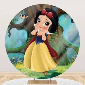 Round Snow White Backdrop Princess Birthday Party Circle Background Banner - Picture 1 of 7