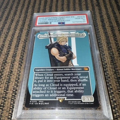 2025 MTG Final Fantasy PSA 10 Cloud Midgar Mercenary Character Borderless 0375 - Image 1 of 2
