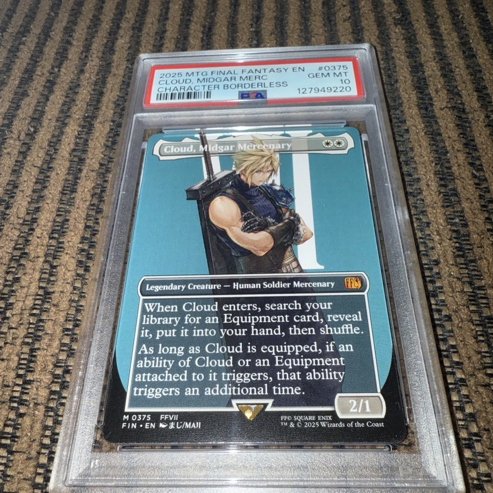 2025 MTG Final Fantasy PSA 10 Cloud Midgar Mercenary Character Borderless 0375 - Image 1 of 2