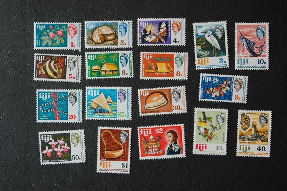 Fiji 1969 Conjunto Decimal Definitivo de 17 SG391/407 NHM - Imagem 1 de 1
