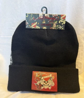 Ed Hardy 2 PK 'Love Kills Slowly' Beanie Hat One Size - Image 1 of 4