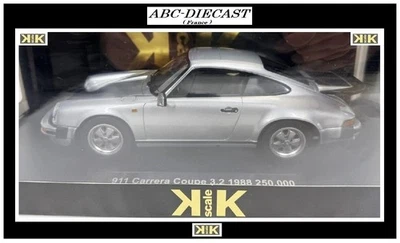 1:18 KK SCALE KKDC180714: PORSCHE 911 3.2  CARRERA COUPÉ 1988 Argent/Noir, Neuve - Photo 1/2