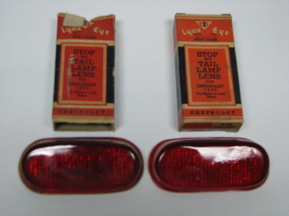 40 Chevrolet Master 85 Deluxe Special Deluxe Tail Light Lenses Pair NORS T333 - Image 1 of 1
