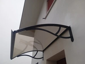 Auvent de porte DIY d'entrée fenêtre Abri banne entrée polycarbonate MEZZA LUNA - Photo 1/11