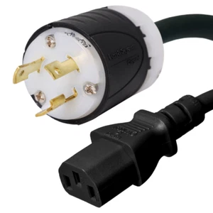 NEMA L5-30P to C13 Power Cord - 8 ft, 15A/125V 14 AWG - Iron Box # IBX-6154 - Picture 1 of 1