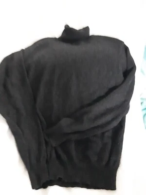 Suéter cuello alto de cachemir 100 % 2 capas VALERIE STEVENS. Gris carbón. Med Foto 1 de 4