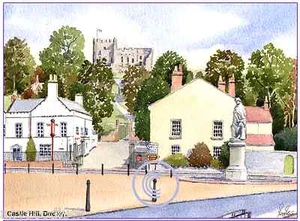 CASTLE HILL DUDLEY WEST MIDLANDS WATERCOLOUR ARTISTS PRINT GREETINGS CARD 8"x 6" - Picture 1 of 1