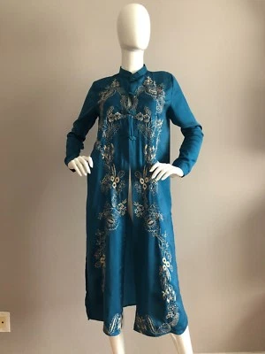 Kimono Honey Punch Boho Estilo Asiático Color Azul Talla Pequeña Foto 1 de 4