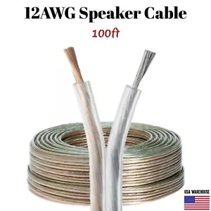 Cable de altavoz transparente de audio para el hogar de automóvil 100 ft calibre 12/2 cable flexible transparente 12AWG - Imagen 1 de 6
