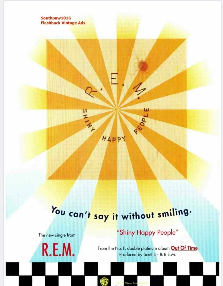 1991  R.E.M. "Shiny Happy People" Song Release Music Industry Promo Reprint Ad - Image 1 of 1