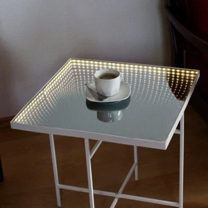 LED Tisch WARP - eckig - Endlos Optik - Infinity Spiegeltisch mit LED L: 47,5cm - Bild 1 von 3