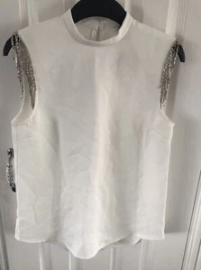 Ladies River Island Diamanté Trim Sleeveless Top Size 8 NWT - Picture 1 of 6